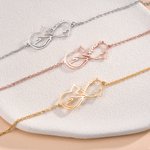 Personalised Mobius Infinity Cat Heart Shaped Bracelet with Name Elegant Jewellery Daily Wear Birthday Anniversary Gift for Cat Lovers