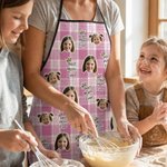 Delantal ajustable personalizado con el título Best Mom Dad Ever Face Photos Birthday Mother's Day Gift for Cooking Lover