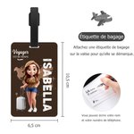 Voyager c'est ma thérapie - Étiquette de bagage personnalisée avec personnage de dessin animé et nom