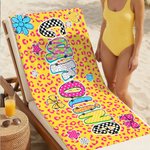 Asciugamano da spiaggia personalizzato a quadri leopardati e sovradimensionato ad asciugatura rapida con nome Attività all'aperto Festa in spiaggia Regalo di compleanno per le donne, le amiche e la fa