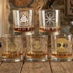 Personalised Viking Runes 10 oz Whiskey Rock Glass with Name Father's Day Birthday Gift for Men Whiskey Lovers