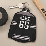 Llavero personalizado de camiseta de hockey sobre hielo con número y nombre bordados Uso diario Día del partido Regalo de aniversario para jugadores de hockey