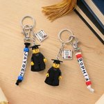 Mini Figure Joy for Your Big Day - Personalised 3D Pixel Block Style Graduate Card Keychain Set - Graduation Gift for Graduates Classmates