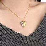 Personalized Heat-Activated Photo Angel Wing Heart Necklace with Text Memorial Birthday Anniversary Gift for Women Pet Lovers