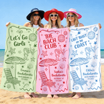 Serviette de plage surdimensionnée personnalisée avec nom pour l'enterrement de vie de jeune fille Séchage rapide Cadeau d'anniversaire pour filles Demoiselles d'honneur