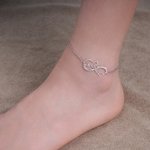 Spersonalizowana bransoletka na kostkę Mobius Infinity Cat w kształcie serca z imieniem Elegancka biżuteria do noszenia na co dzień Urodzinowy prezent rocznicowy dla miłośników kotów