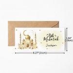 Personalisierte Eid Mubarak Cartoon Ramadan Kind Stern goldenen Glanz Geld Halter Bargeld Brieftasche mit Namen und Umschlag Ramadan Eid Geschenk für Jungen Mädchen