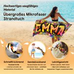 Personalisiertes Street-Art Strandtuch mit Graffiti-Namen | sandabweisend | schnelltrocknend | Badetuch | Sommer Urlaub Geschenk für Familie Freunde