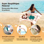 Personalisiertes kariertes oder gestreiftes Strandtuch | mit Cartoon-Figur | schnelltrocknend | Reisezubehör Strand Geburtstag Geschenk für Freunde