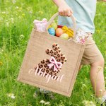 Personalizzato Carino Imitazione Gancio Filato Peluche Leopardo Coniglio Design Grande Borsa Tote in iuta con Nome Uso Quotidiano Regalo di Pasqua per Bambini Adolescenti