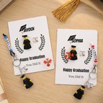 Mini Figure Joy for Your Big Day - Personalised 3D Pixel Block Style Graduate Card Keychain Set - Graduation Gift for Graduates Classmates