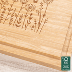 Personalised Engraved Flower Design FSC Bamboo Charcuterie Cutting Board with Text and Juice Groove Kitchen Decor Anniversary Gift for Family