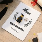 Personalized 3D Pixel Block Style Graduate Card Keychain Set with Name and Bouquet Happy Graduation Gift for Graduates Classmates