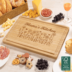 Personalised Engraved Flower Design FSC Bamboo Charcuterie Cutting Board with Text and Juice Groove Kitchen Decor Anniversary Gift for Family