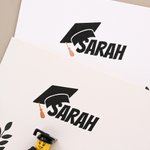 Personalized 3D Pixel Block Style Graduate Card Keychain Set with Name and Bouquet Happy Graduation Gift for Graduates Classmates
