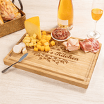Personalized Engraved Flower Design FSC Bamboo Charcuterie Cutting Board with Text and Juice Groove Kitchen Decor Anniversary Gift for Family