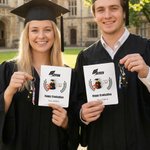 Mini Figure Joy for Your Big Day - Personalised 3D Pixel Block Style Graduate Card Keychain Set - Graduation Gift for Graduates Classmates