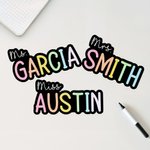 Personalized Rainbow Teacher Name Whiteboard Classroom Magnet Back to School  Gift for Teacher