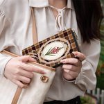Personalised Exquisite Vintage Plaid Birth Flower Multi-Compartment PU Leather Wallet with Name  Mother's Day Birthday Gift for Mom Grandmother