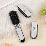 Personalized Stylish Floral Portable 2-In-1 Foldable Makeup Mirror Hair Brush with Initial Daily Use Mother's Day Birthday Gift for Mom Women Girls