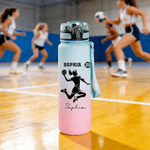 Personalisierte Wasserflasche mit Sport-Silhouette | mit Namen und Zeitmarkierungen | 1000 ml | auslaufsicher | Geburtstagsgeschenk für Sportliebhaber