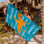 Personalized Horse Owner Silhouette Quick Dry Oversized Gradient Beach Towel with Name Travel Essentials Beach Party Gift for Equestrian Horse Lover