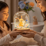 Personalisierte Cartoon Animal Floral Acryl Nachtlicht mit Namen und hölzernen Sockel Zimmer Dekoration Geburtstag Muttertag Geschenk für Mama Baby