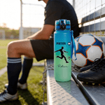 Personalisierte Wasserflasche mit Sport-Silhouette | mit Namen und Zeitmarkierungen | 1000 ml | auslaufsicher | Geburtstagsgeschenk für Sportliebhaber