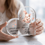 Personalized Happy 1st Mother's Day Animal Pattern Heart Shape Acrylic Plaque with Name and Year Room Decor Mother's Day Gift for Mom