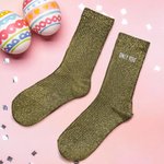 Calcetines Personalizados Bordados con Nombre Purpurina Multicolor Medias Suaves de Uso Diario Fiesta Cumpleaños Regalo para Mujer