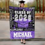 Couverture Multicolore de Fin d'Études Personnalisée avec Texte et École Classe 2024 Cadeau Fin d'Études pour les Diplômés