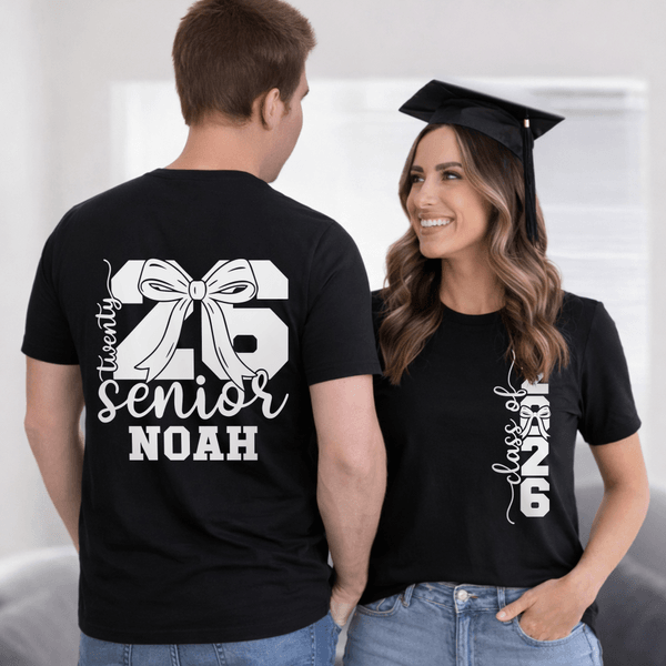 Personalised Class of 2026 Bow Tie Multicolour Soft Unisex T-shirt Sweatshirt with Name Daily Wear Graduation Gift for Graduates