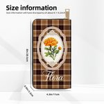 Personalised Exquisite Vintage Plaid Birth Flower Multi-Compartment PU Leather Wallet with Name  Mother's Day Birthday Gift for Mom Grandmother