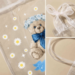 Personalizzato rosa fiocco nastro fiore ragazza proposta orsacchiotto chiaro borsa regalo con nome matrimonio regalo di compleanno per bambini famiglia