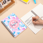Personalised Watercolor Tropical Flower Monogram A5 Spiral Notebook with 120 Lined Pages Daily Use Birthday Gift for Family Friends