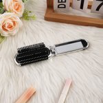 Personalized Stylish Floral Portable 2-In-1 Foldable Makeup Mirror Hair Brush with Initial Daily Use Mother's Day Birthday Gift for Mom Women Girls