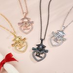 Personalized Grad Cap Scroll Bow Heart Necklace with Birthstone Name and Year Class of 2026 Graduation Birthday Gift for Graduates