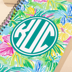 Personalised Watercolor Tropical Flower Monogram A5 Spiral Notebook with 120 Lined Pages Daily Use Birthday Gift for Family Friends