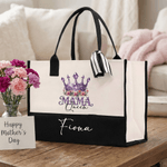 Personalisierte Mama Königin florale Krone Portable große Tragetasche mit Namen Reisezubehör Muttertag Geburtstag Geschenk für Frauen Mama