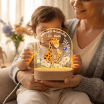 Personalisierte Cartoon Animal Floral Acryl Nachtlicht mit Namen und hölzernen Sockel Zimmer Dekoration Geburtstag Muttertag Geschenk für Mama Baby