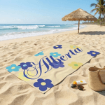 Personalized Multicolour Daisy Quick Dry Oversized Microfiber Beach Towel with Name Holiday Travel Essential Birthday Gift for Woman