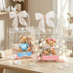 Personalizzato rosa fiocco nastro fiore ragazza proposta orsacchiotto chiaro borsa regalo con nome matrimonio regalo di compleanno per bambini famiglia