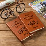 Personalised Ideas I Had While Cycling Bicycle A5 PU Leather Notebook with Name Daily Use Birthday Gift for Cycle Enthusiast