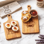 Personalized Cute Bunny Easter-Themed Reversible Cheese Charcuterie Cutting Board with Name Home Decor Anniversary Easter Gift for Friend Family