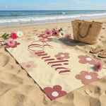 Personalized Multicolour Daisy Quick Dry Oversized Microfiber Beach Towel with Name Holiday Travel Essential Birthday Gift for Woman