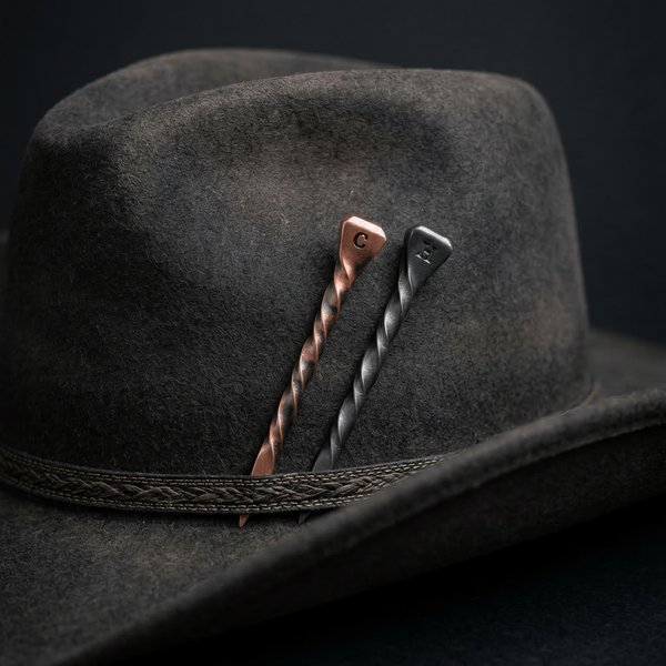 Personalized Rustic Metal Horseshoe Nail Cowboy Toothpick with Engraved Initial Cowboy Hat Accessory Birthday Father's Day Gift for Cowboy Cowgirl
