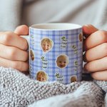 Personalised Best Ever Crown 1-4 Face Photos Ceramic Coffee Mug with Title Mother's Day Father's Day Birthday Gift for Mom Dad Family