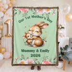 Plaid personnalisé avec nom d'animal doux avec pompons et année Décoration de la maison Fête des mères Cadeau d'anniversaire pour enfant Mère