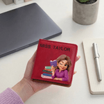 Personalizzato Cartoon femmina insegnante in pelle PU classico appiccicoso blocco note con testo Desk Organizer Back to School regalo per gli insegnanti educatori