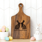 Personalized Cute Bunny Easter-Themed Reversible Cheese Charcuterie Cutting Board with Name Home Decor Anniversary Easter Gift for Friend Family